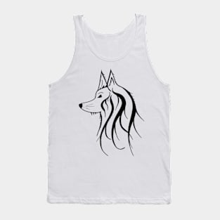 Black and white side profile of a wolf Tank Top